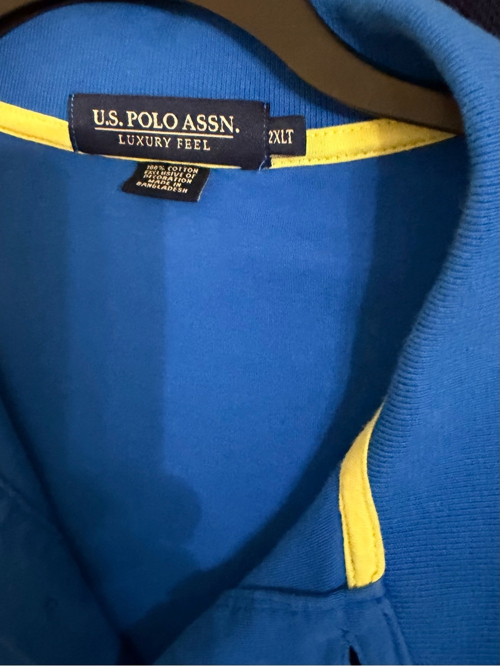 U.S. Polo Assn. Men’s Blue Crewneck Sweater with Yellow Trim